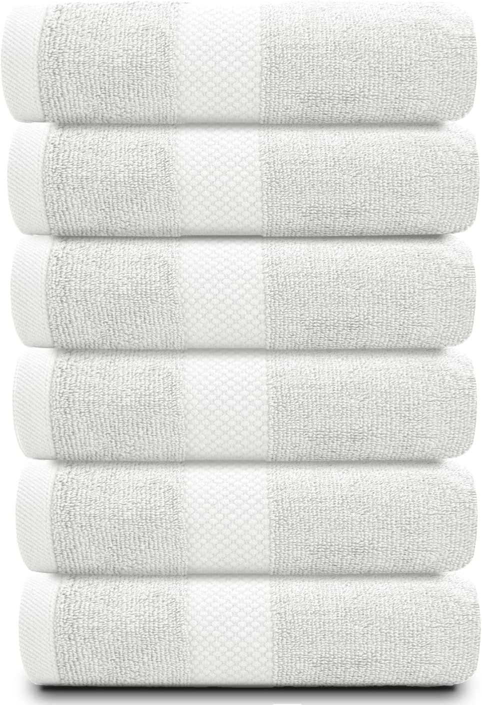White Classic Luxury Hand Towels | Cotton Hotel spa Bathroom Towel | 16x30 | 6 Pack | Beige