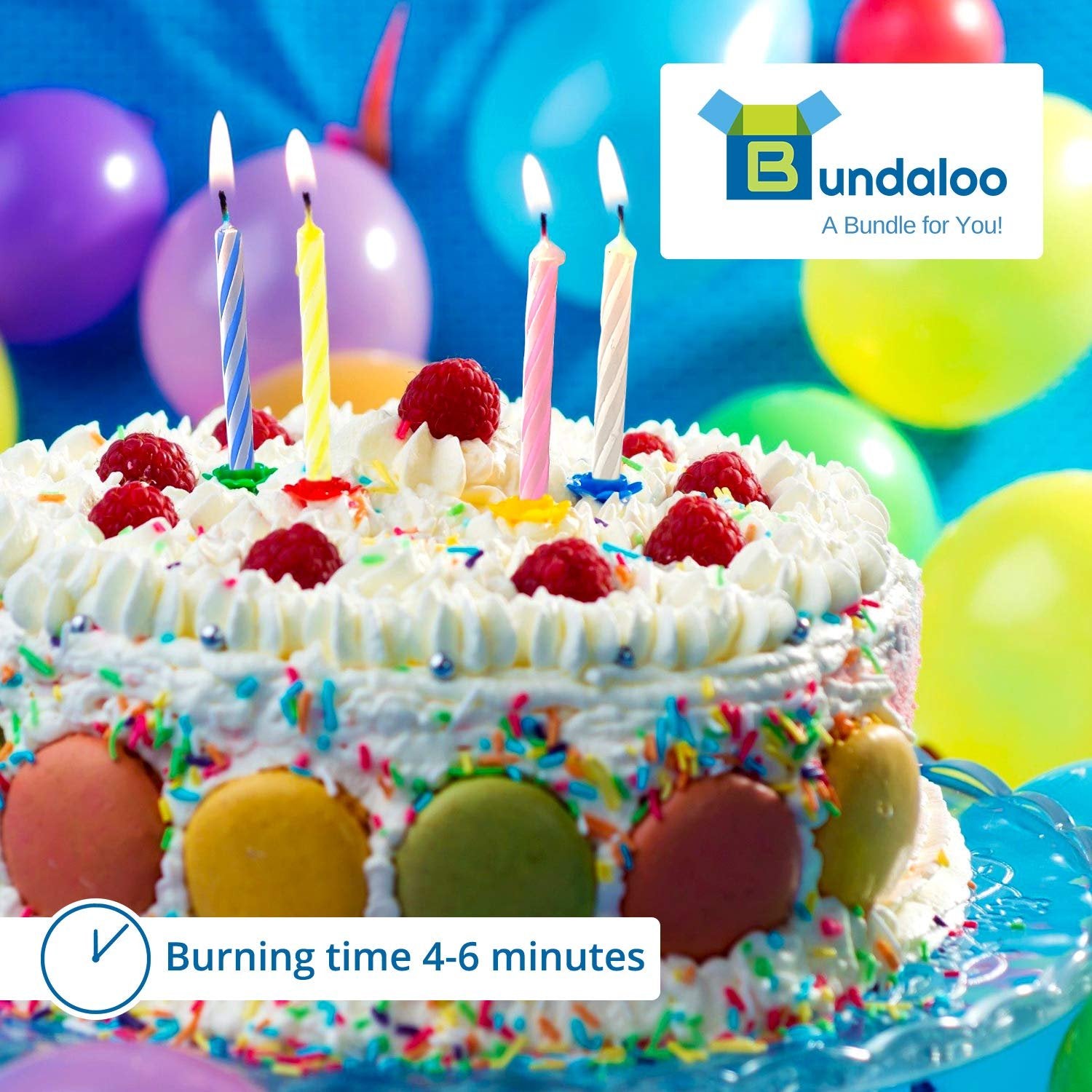 Bundaloo 72-Pack Birthday Candles - Free Shipping - Pink/Yellow/Blue -