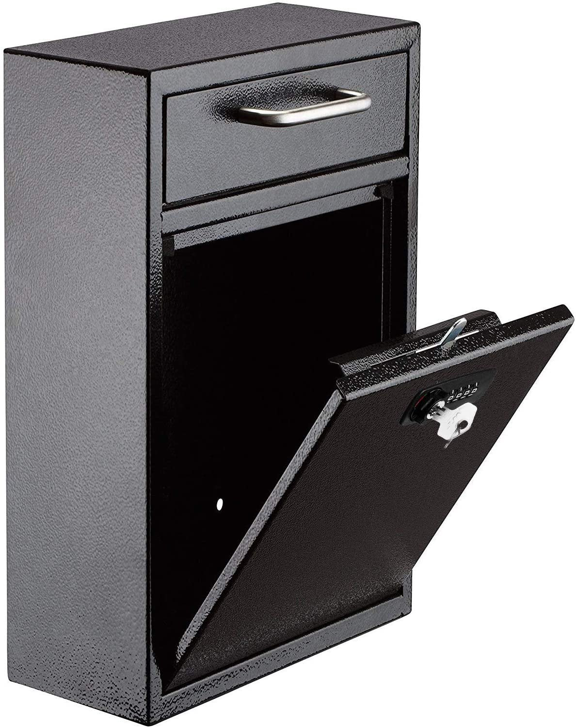 AdirOffice Ultimate Drop Box Wall-Mounted Mailbox - Hanging Secured Postbox - Durable Spacious Key - Perfect for After Hours Deposits Payments Key and Letter Drops (Large, Blue)