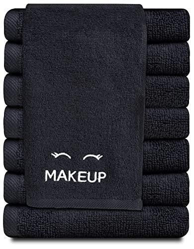 12-Pack Black Makeup Towels | Luxury Soft Cotton Face Washcloths | Bleach Safe | Size 12 Count | Free Shipping & Returns