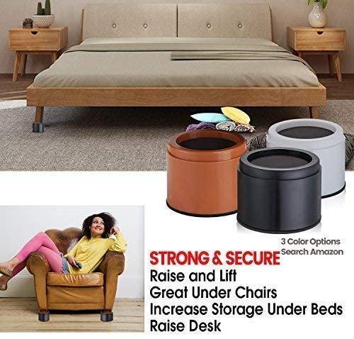 iPrimio Bed and Furniture Risers – Round Elevator up to 3 inches & Lifts Up to 10,000 LBs - Protect Floors and Surfaces – Durable ABS Plastic and Anti Slip Foam Grip – Non Stackable