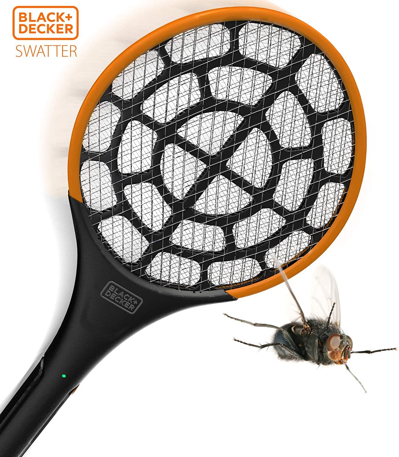 Black+Decker Electric Fly Swatter Zapper Racket- PRO 2.0 Size- Handheld Indoor/Outdoor- Non-Toxic, Safe for Humans & Pets