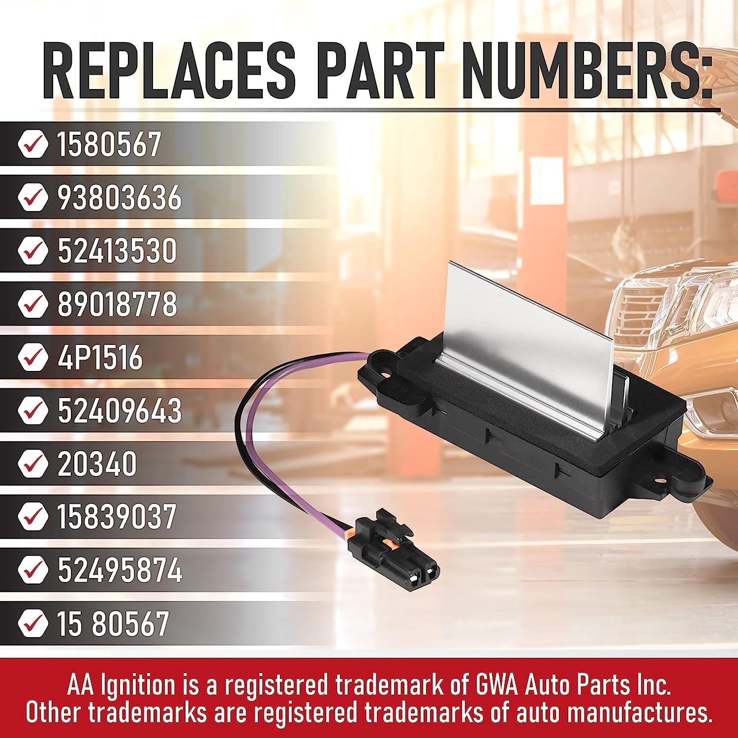 AC Blower Control Module - Replaces 1580567, 93803636, 89018778 - Compatible with Chevy, Cadillac, GMC and Other GM Vehicles - Silverado, Trailblazer, Envoy, Sierra, Rainier - Heater Blower Resistor