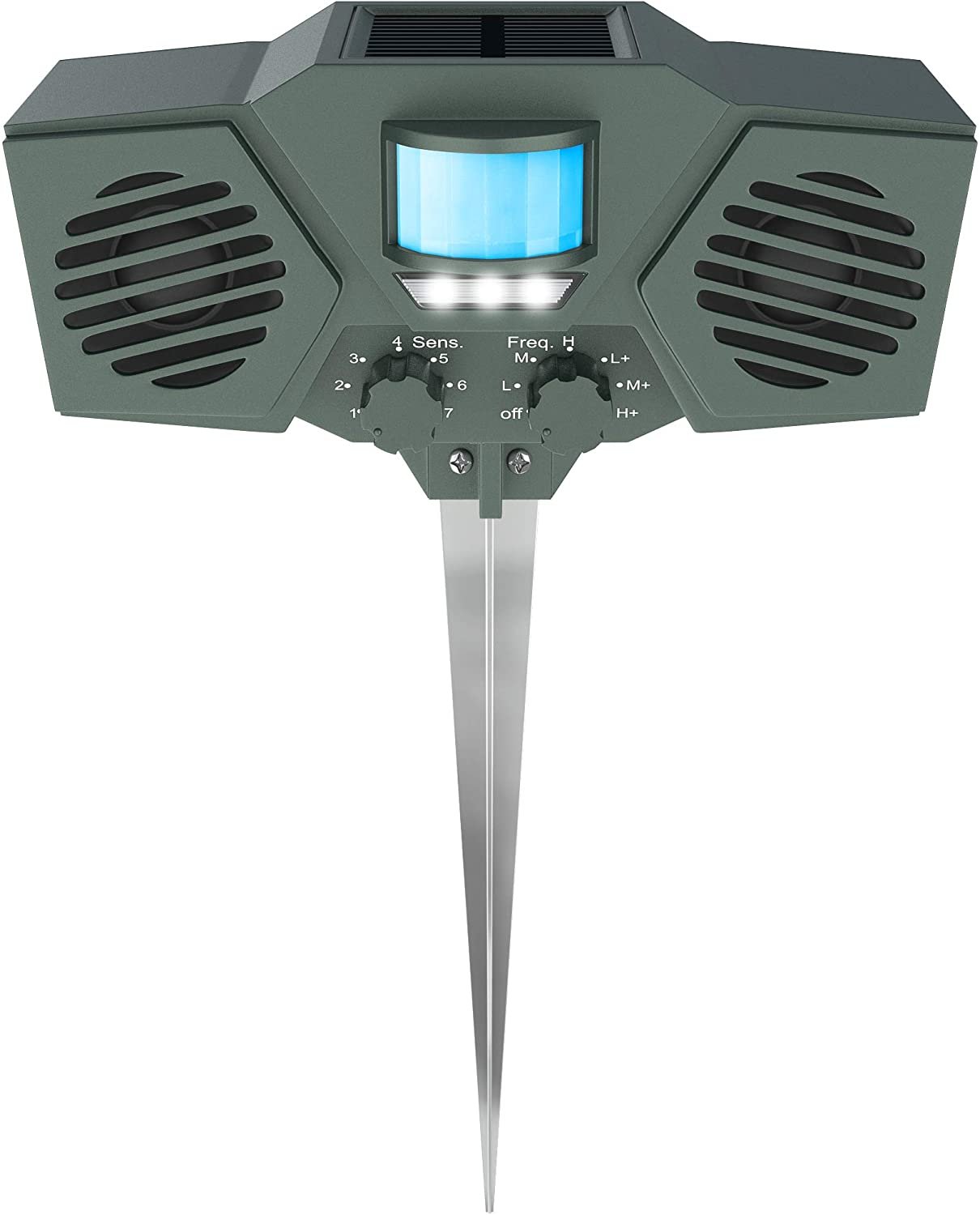 Hoont Solar Ultrasonic Animal Repeller, Motion-Activated Outdoor Pest Control (Green, )