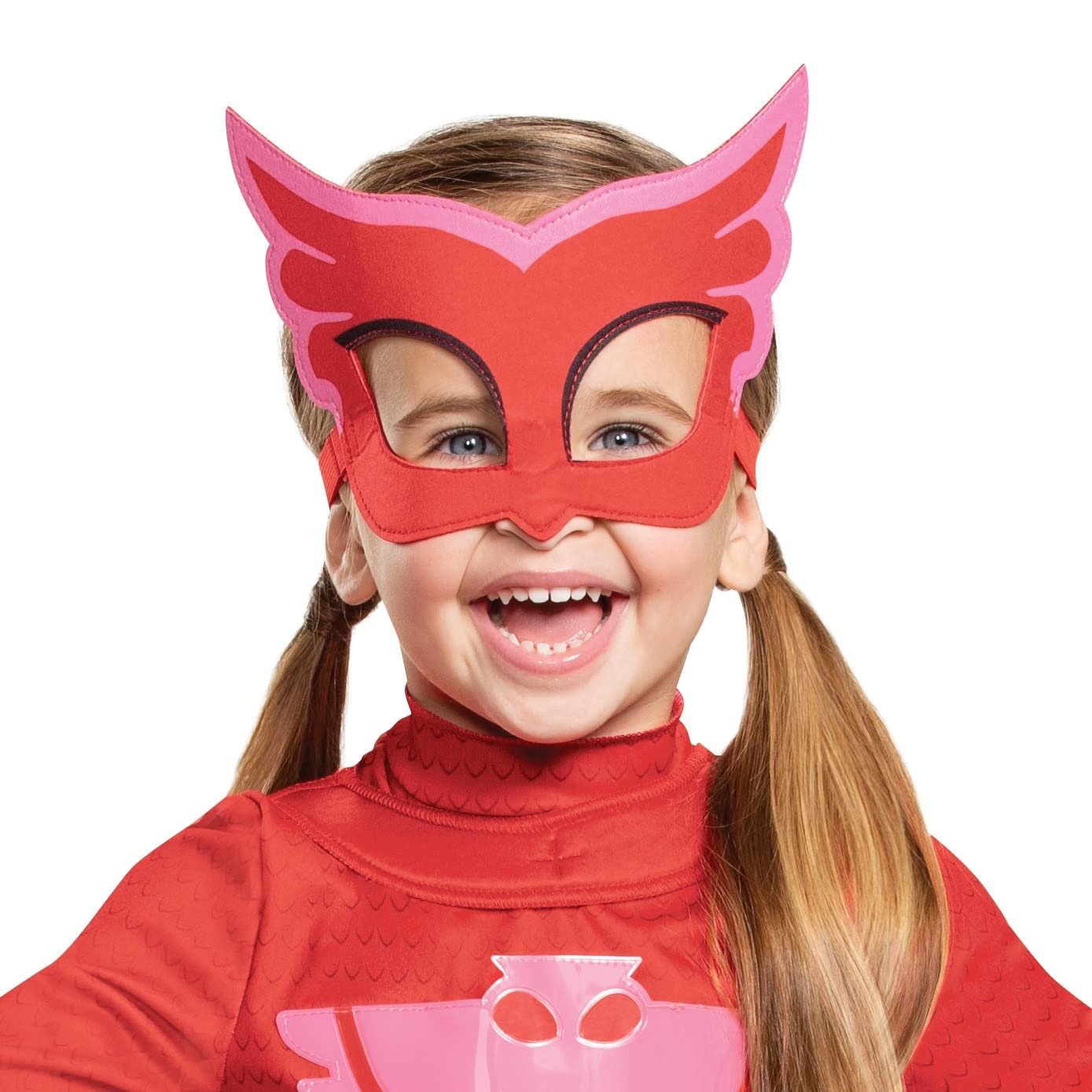Disguise PJ Masks Owlette Costume, Deluxe Kids Light Up Jumpsuit Outfit and Character Mask, Toddler Size Large (4-6x) Red