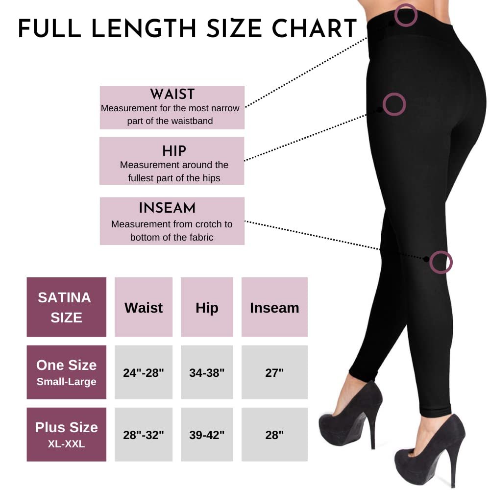 New SATINA Black High Waisted Yoga Leggings, One Size Fits All, 3 Inch Waistband"