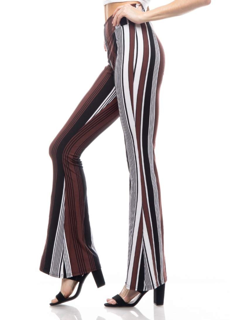 SATINA Small Retro Burgundy Palazzo Wide Leg Pants- Printed & Solid- Free Shipping & Returns
