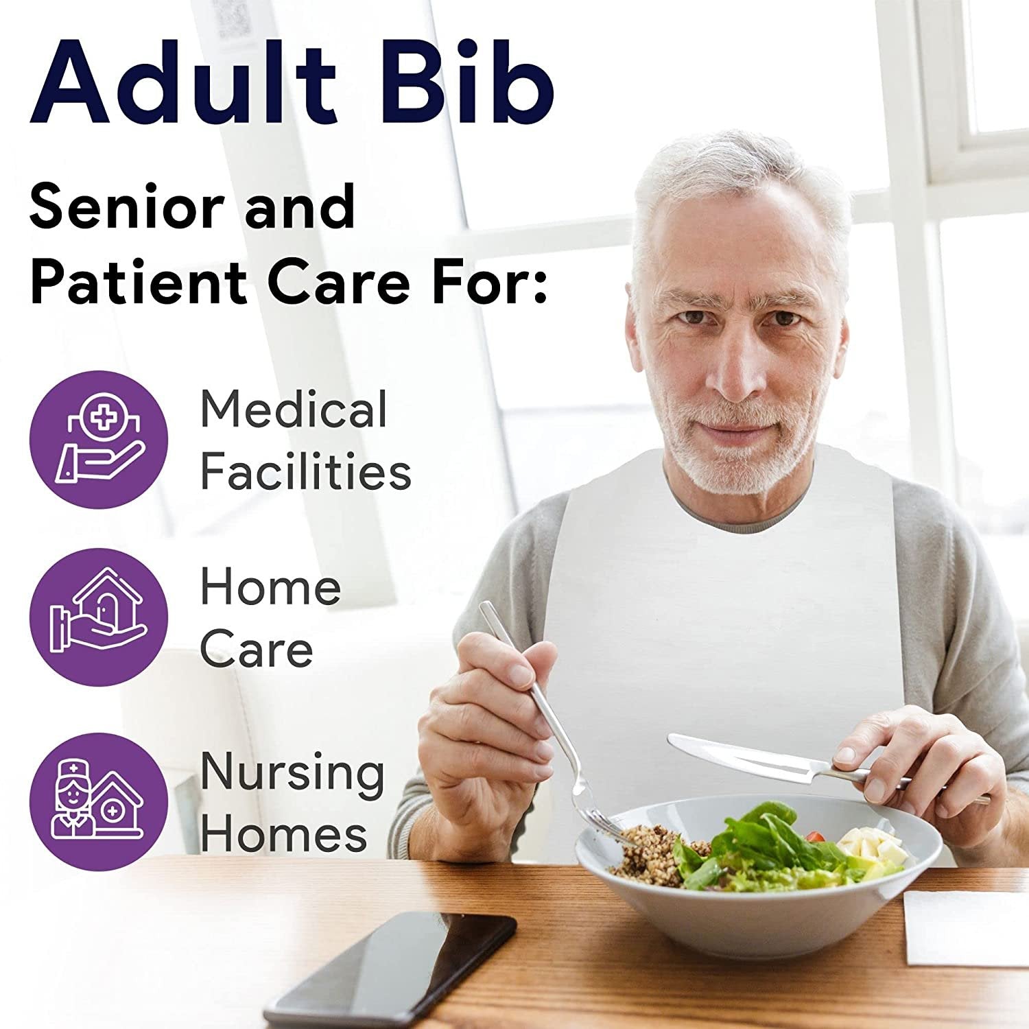 ProHeal Overhead Disposable Adult Bibs 100 Pack - Absorbent Tissue Front, Water Resistant