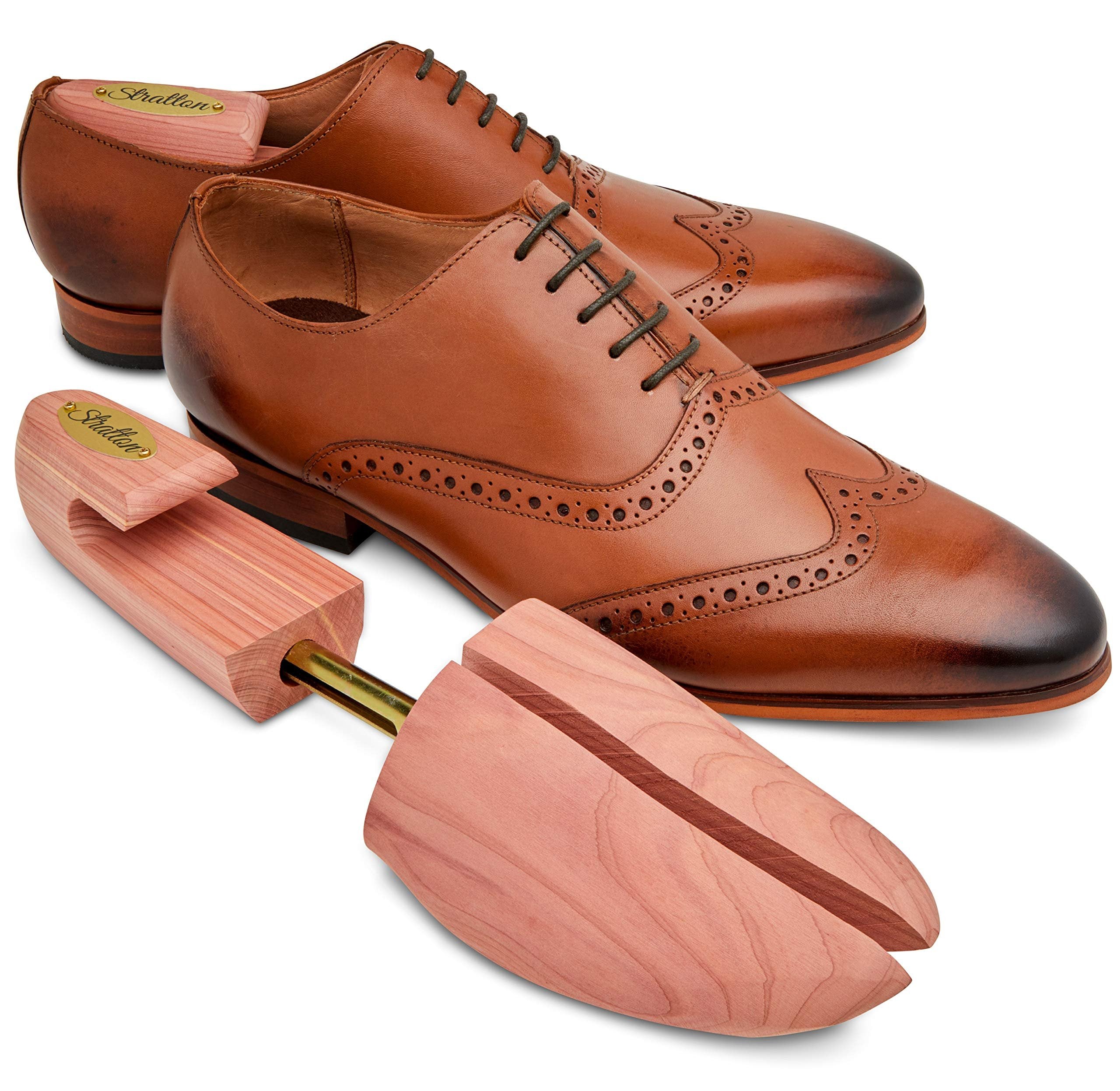 Stratton MEN’S ADJUSTABLE SPLIT TOE CEDAR SHOE TREE - GROWN IN USA (Medium / 8.5-9.5 US, 1-pack)