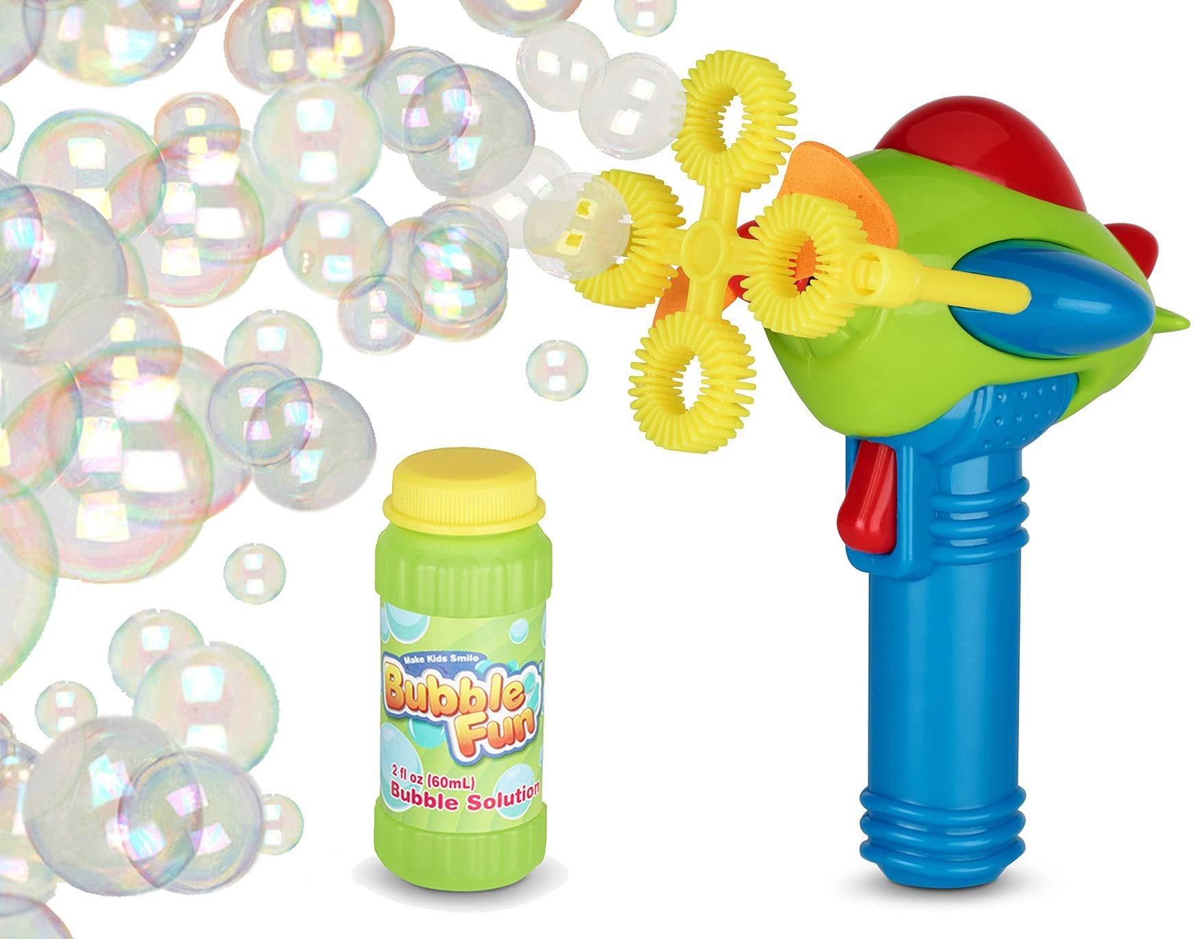Non-Toxic BAMGO Bubble Blaster for Kids | Toy Bubble Gun | Leak-Resistant | Outdoor Games | Size: 4.7 x 3 x 3.9 | Red/Blue/Green/Yellow