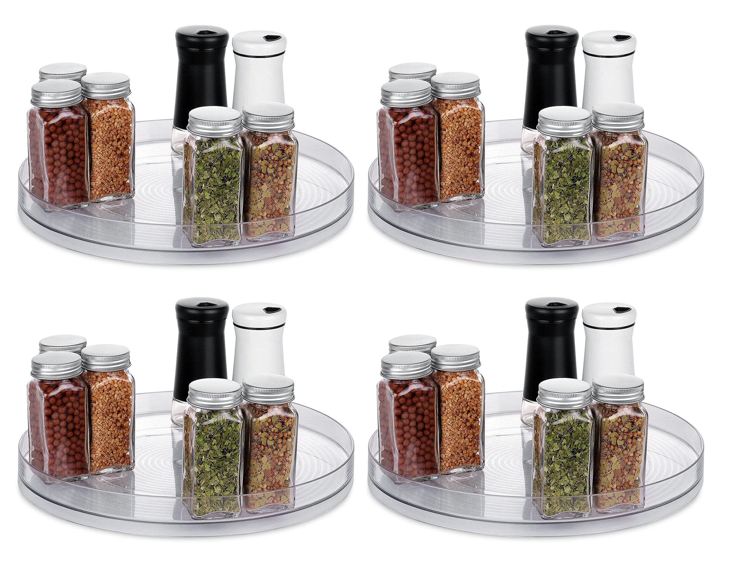 Homeries Clear Lazy Susan Turntable Organizer - 11.5 Inches - Pack of 4 for Kitchen, Pantry, Cabinet, Dining Table, Refrigerator