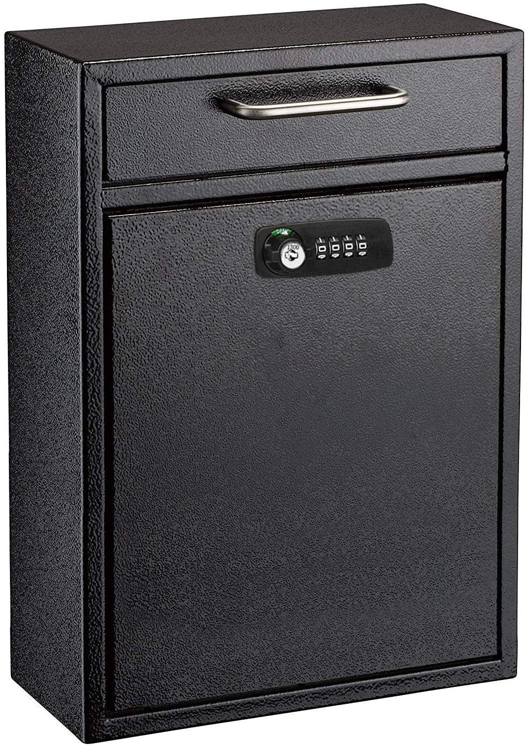 AdirOffice Ultimate Drop Box Wall-Mounted Mailbox - Hanging Secured Postbox - Durable Spacious Key - Perfect for After Hours Deposits Payments Key and Letter Drops (Large, Blue)