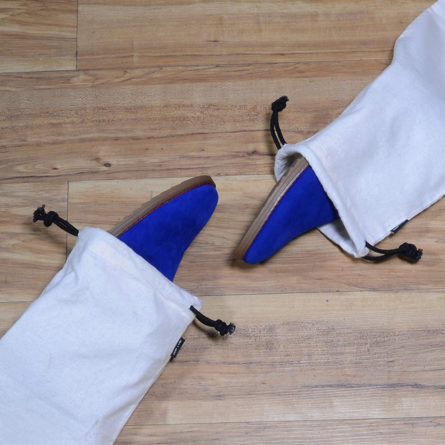 Shoe Dust Bags - 4 Pack Beige Duster Flannel Single Shoe Pouch with Drawstring Closure, Washable Breathable Cotton Fabric Cloth for Travel, Home, Luggage, Handbags, Storage, Accessories - 8x17