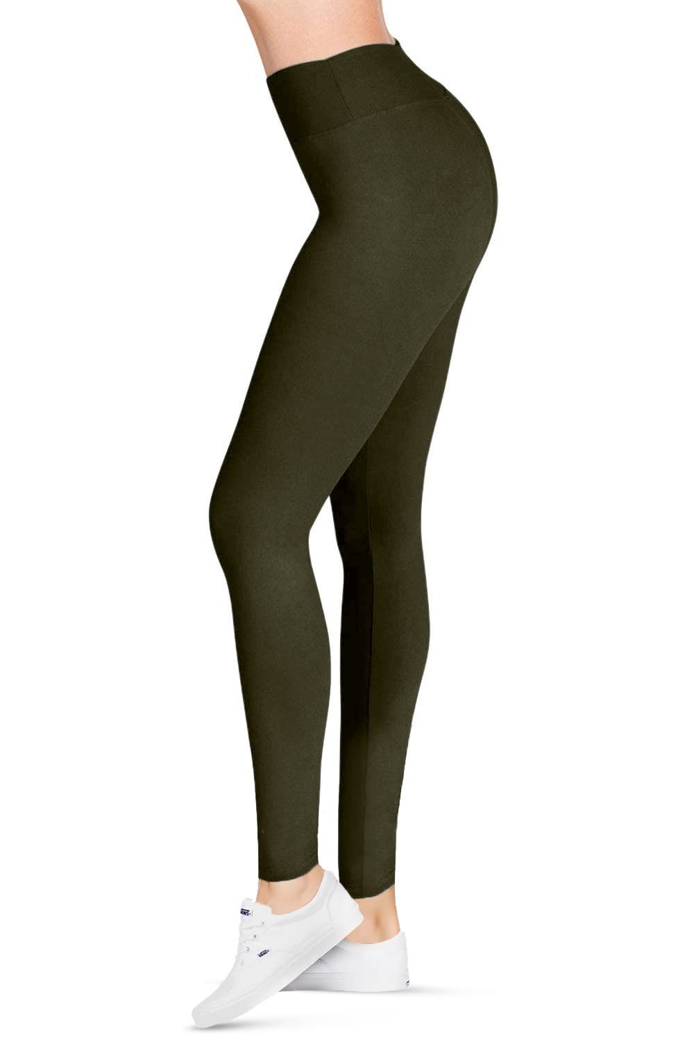 High Waisted Olive Leggings for Women, SATINA, Workout & Yoga