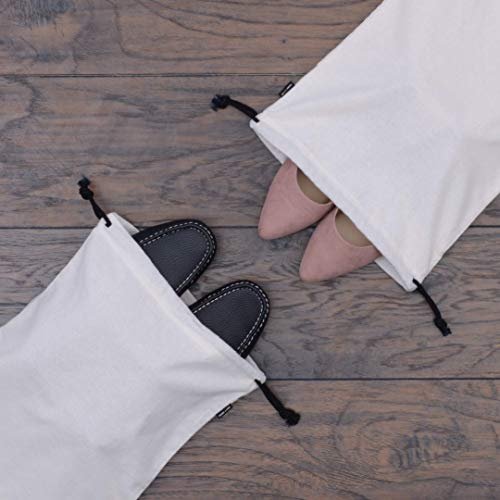 Beige Shoe Dust Bags - 2 Pack, Double Pouch with Drawstring Closure, Breathable Cotton Fabric for 12x17 Inch Shoes