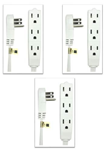 20FT Extension Cord 3 Outlets 3 Prong - White - BindMaster (3 Pack)