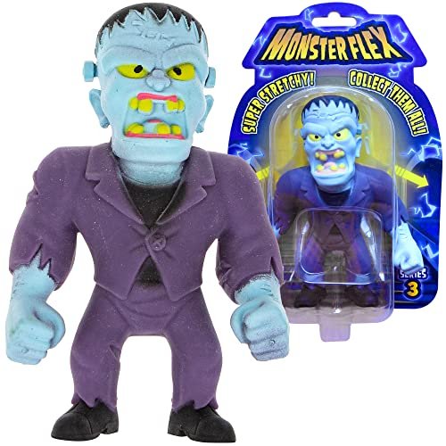 Monster Flex Stretchy Toys for Boys and Girls - 14 Unique Spooky Stretch Monsters - Stretch Guy Toys for Kids Birthday Gift Party Favors, Sensory Fidget Stress Toys for Kids - Series 3 (Frankenstein)