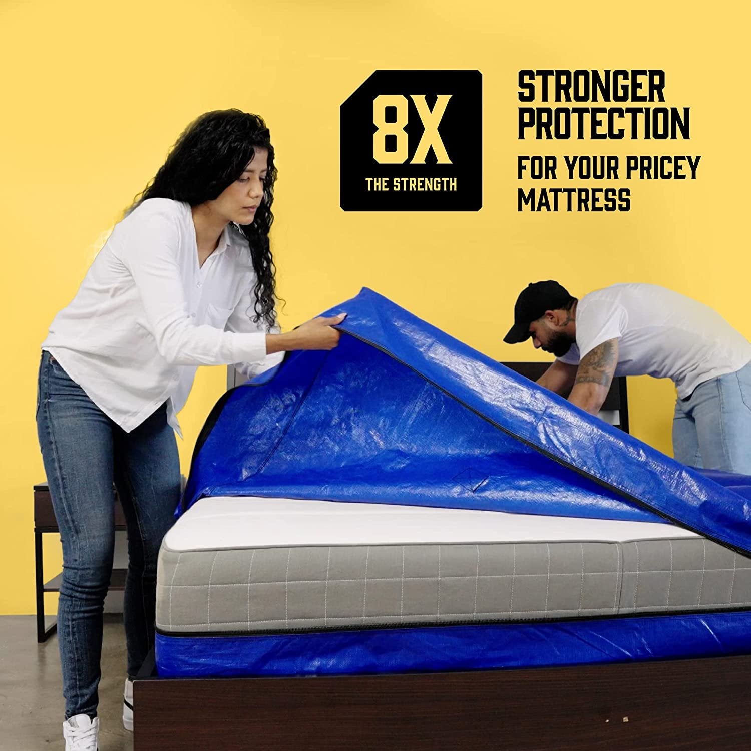 Mattress Bags for Moving with 8 Handles - King Size - Extra-Thick Mattress Bag for Moving - Reusable Mattress Storage Bag - Mattress Cover for Moving with Zipper, Moving Mattress Bag Protector