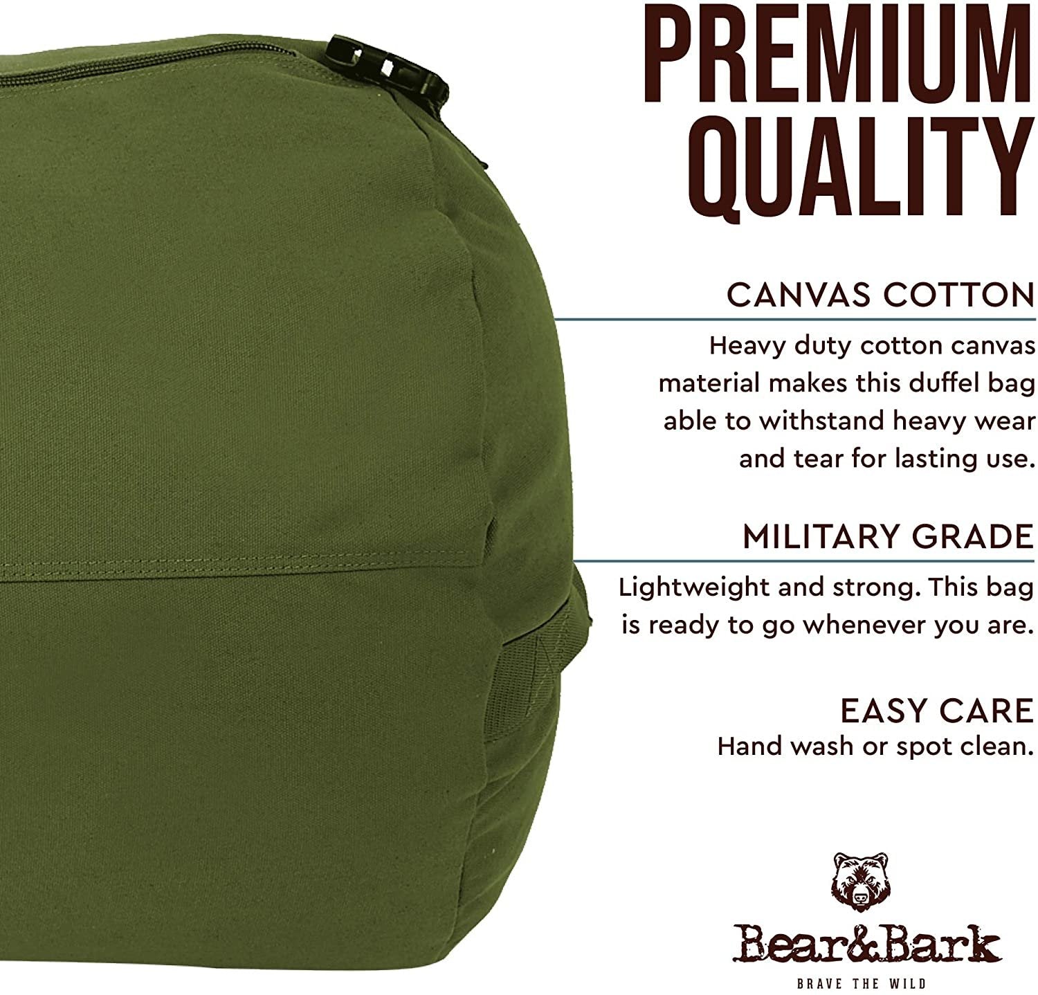 Desert Brown Military Canvas Duffel Bag Giant 56x22 - Army Cargo Style Carryall for Men and Women