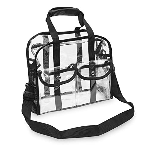 Clear Rolling Nomad Stadium Bag - Large Vinyl Tote with Pockets | Approved for Sport, Concert, Travel, School | 12x6x12 | Free Shipping
