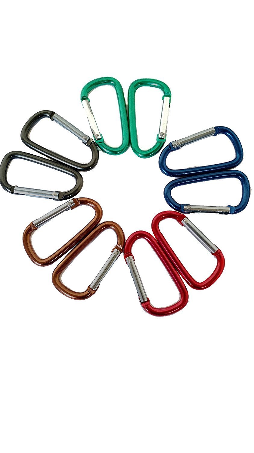 20 Pack 2/5cm Carabiner Multi-color D Shape for Home, RV, Camping, Fishing, Hiking