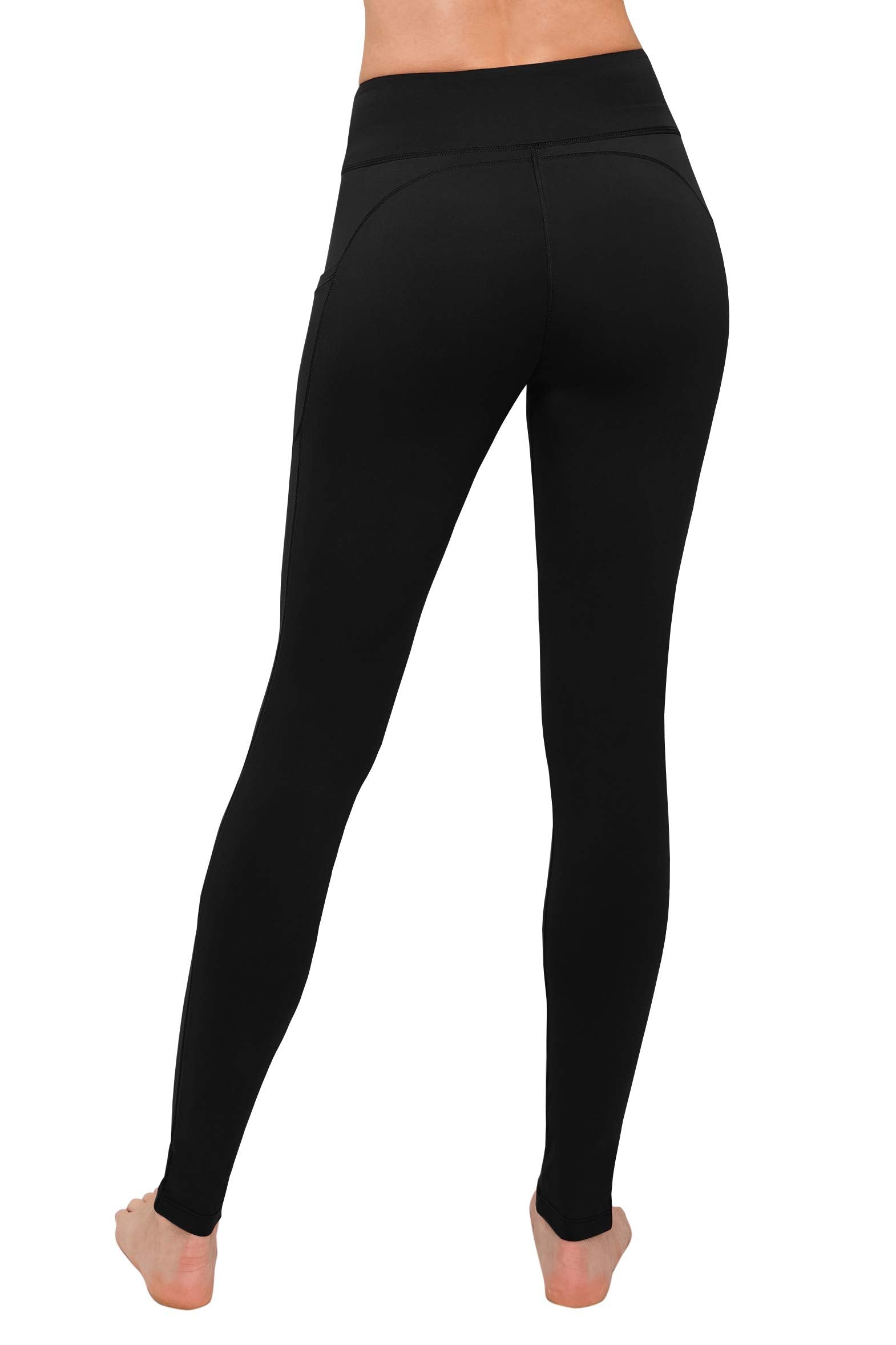 Black High Waisted Leggings with Pockets for Plus Size Women | SATINA Yoga Workout Pants with 3 Waistband