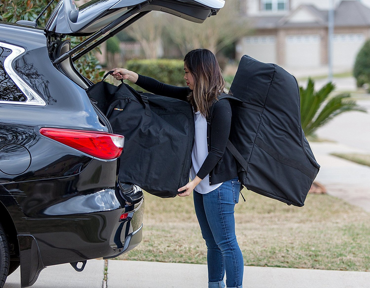 Zohzo Car Seat Travel Bag Black - Adjustable Padded Backpack, Size 1, Free Shipping & Returns