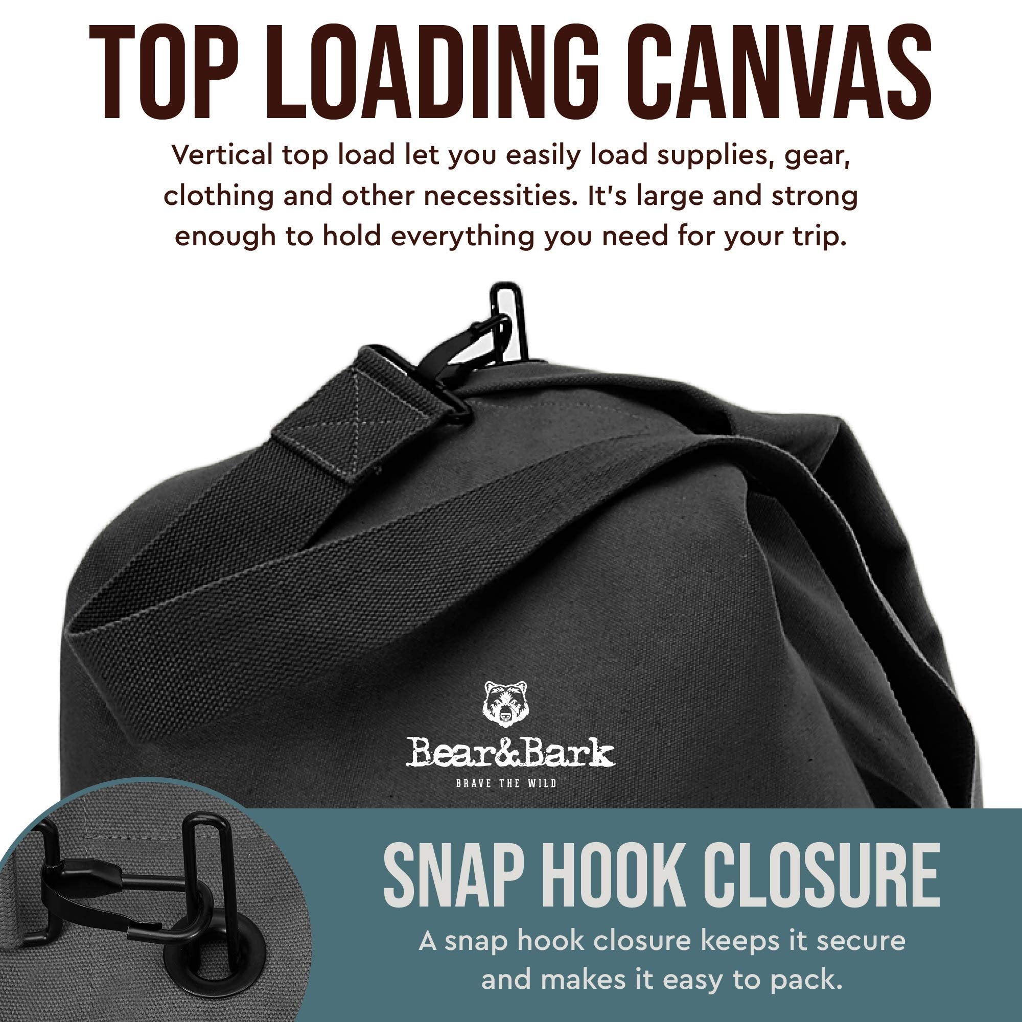 Top Load Duffle Bag - Black 48x30" - 110.7L - Extra Large Canvas Military and Army Cargo Style Carryall Duffel for Men and Woman - College Student, Backpacking, Travel and Storage Shoulder Bag