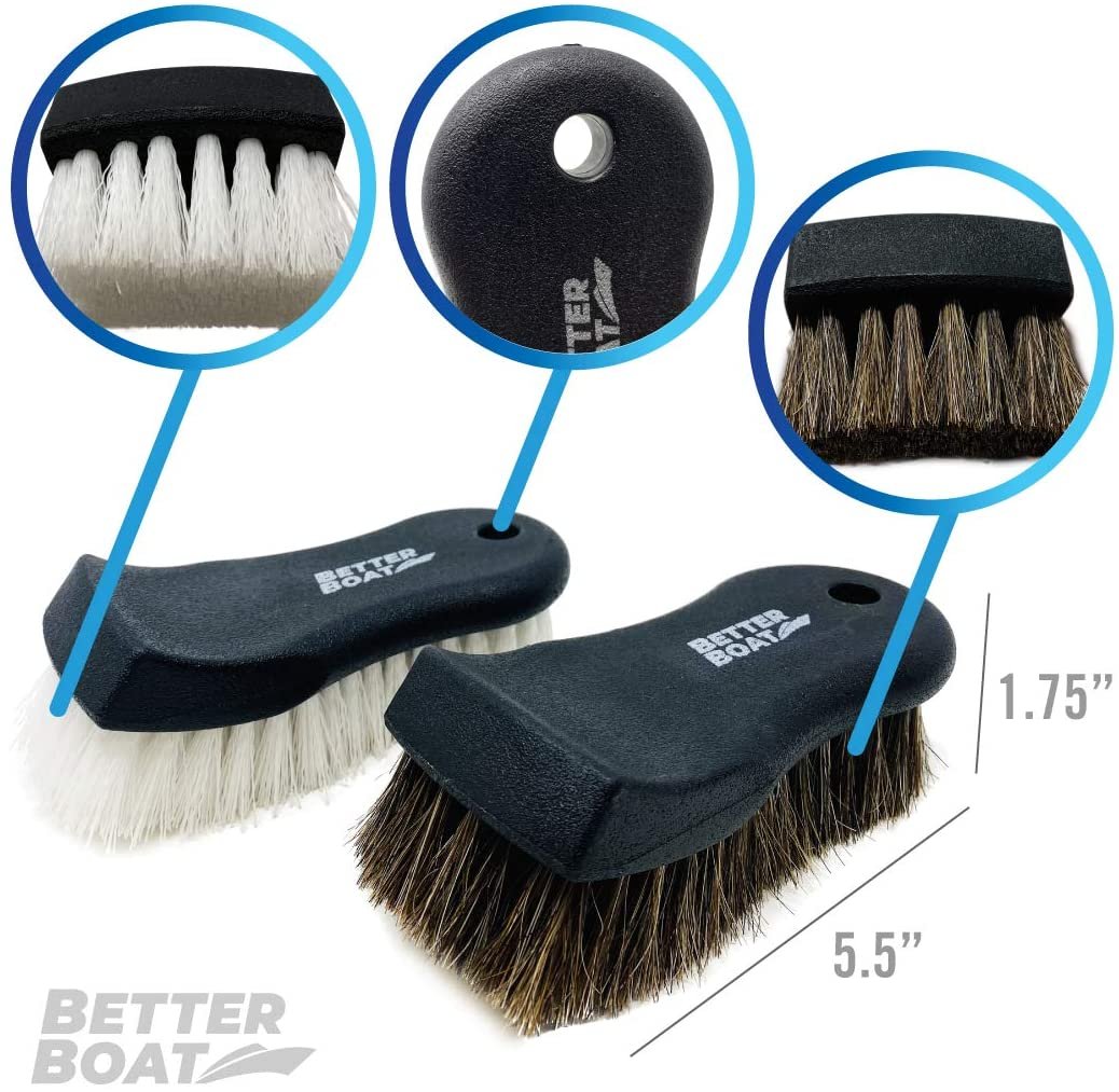 Car Upholstery Brush Set Horse Hair Multicolor - Detailing for Interior, Boat, Couch, Sofa, Leather Cleaner