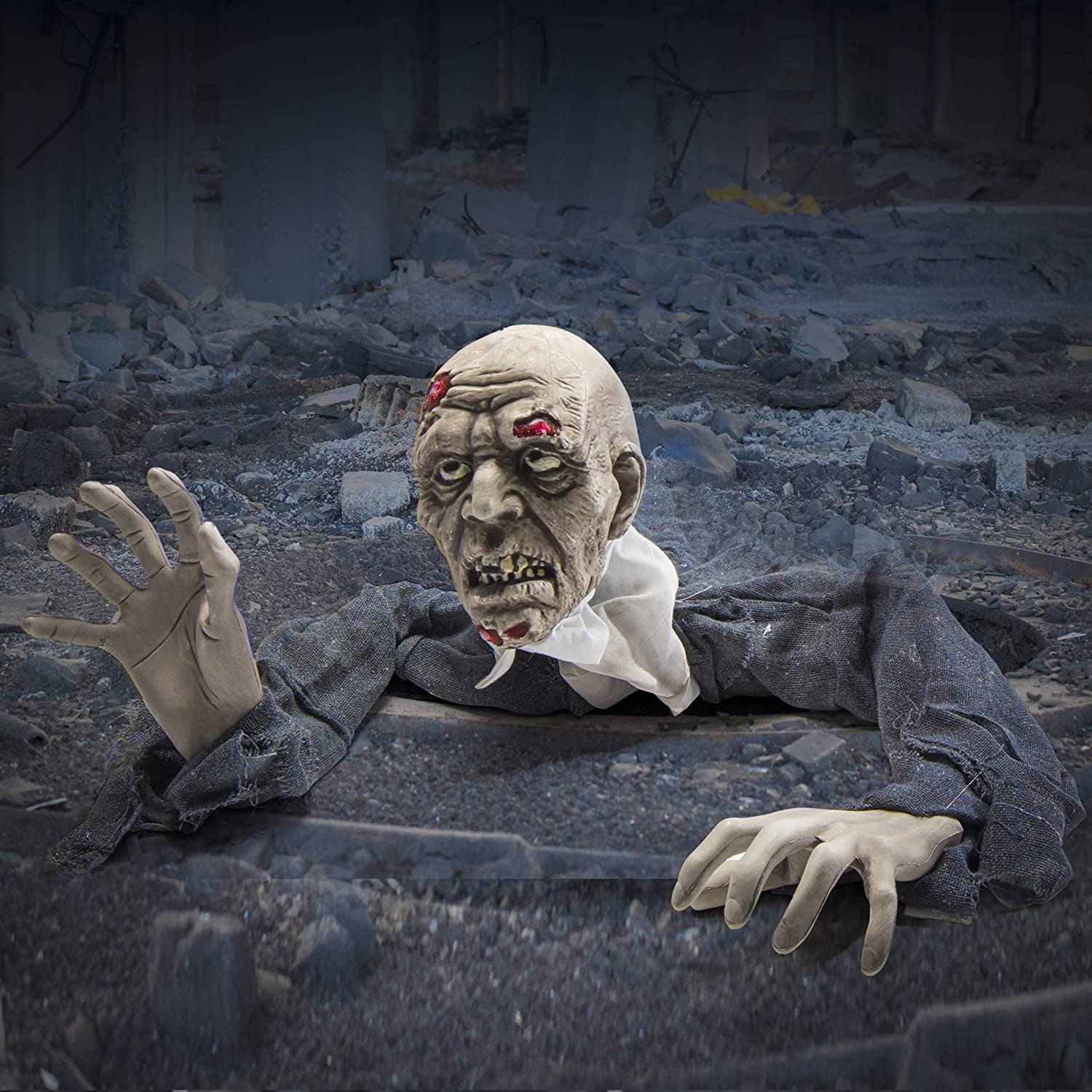 Halloween Zombie Decoration with Flowing Robe, Black, Outdoor Prop for Best Decor - Free Shipping