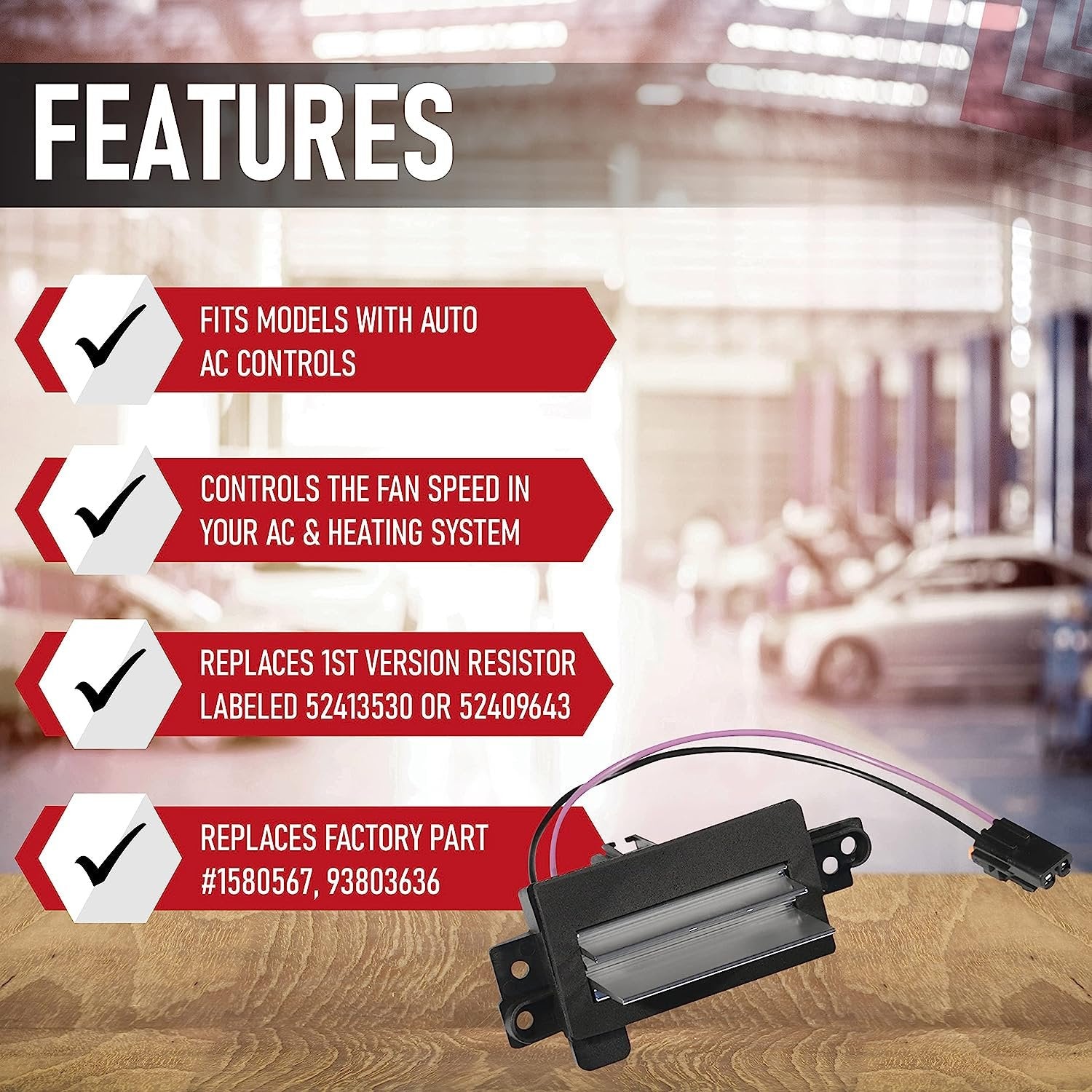 AC Blower Control Module - Replaces 1580567, 93803636, 89018778 - Compatible with Chevy, Cadillac, GMC and Other GM Vehicles - Silverado, Trailblazer, Envoy, Sierra, Rainier - Heater Blower Resistor