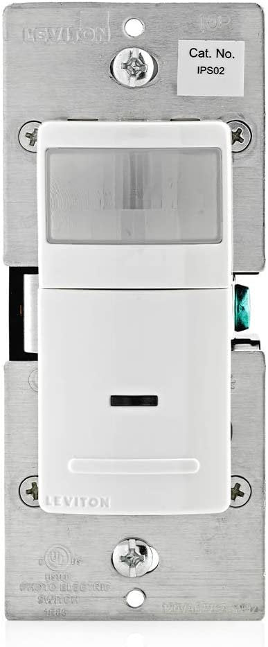 Leviton IPS02-1LW Decora Motion Sensor In-Wall Switch, Auto-On, 2.5A, Single Pole, White