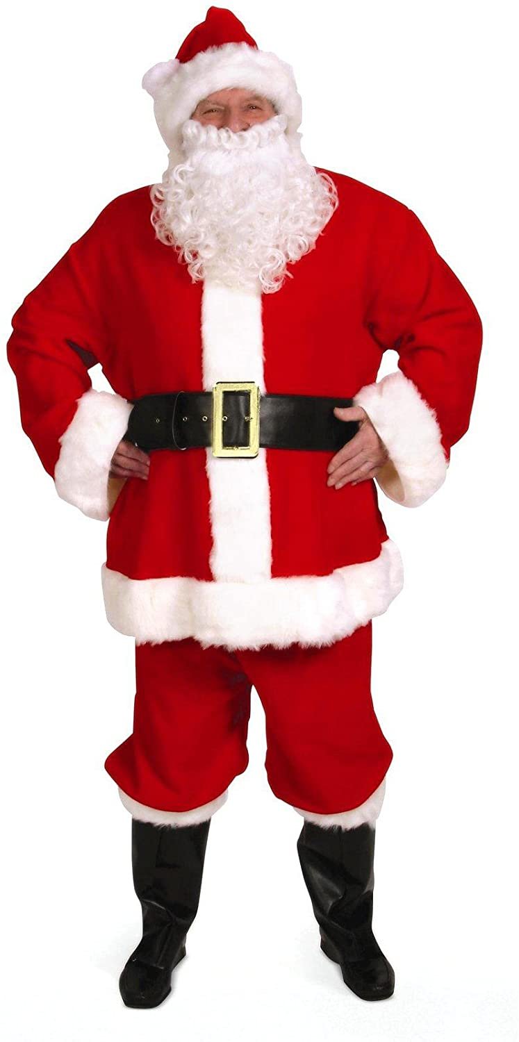 Complete Duvetyne Santa Suit - Costume (Men's Adult Costume)