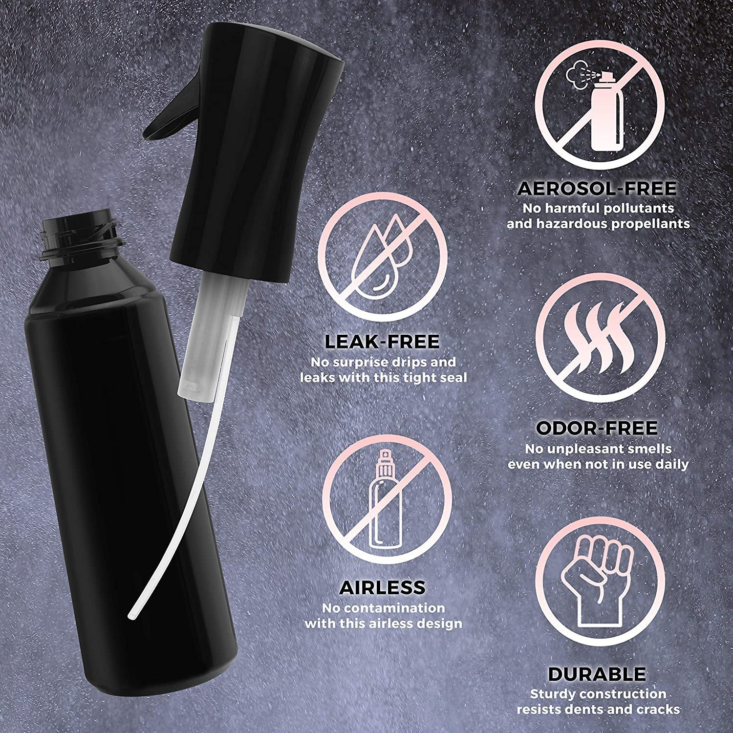 Alpree Hair Spray Bottle Continuous Water Mister Spray Bottle Empty Ultra Fine for Hair Styling, Pets, Plants, Cleaning, Misting & Skin Care, Salons, for Taming Hair in Morning, Curly Hair, Essential Oil Scents & More