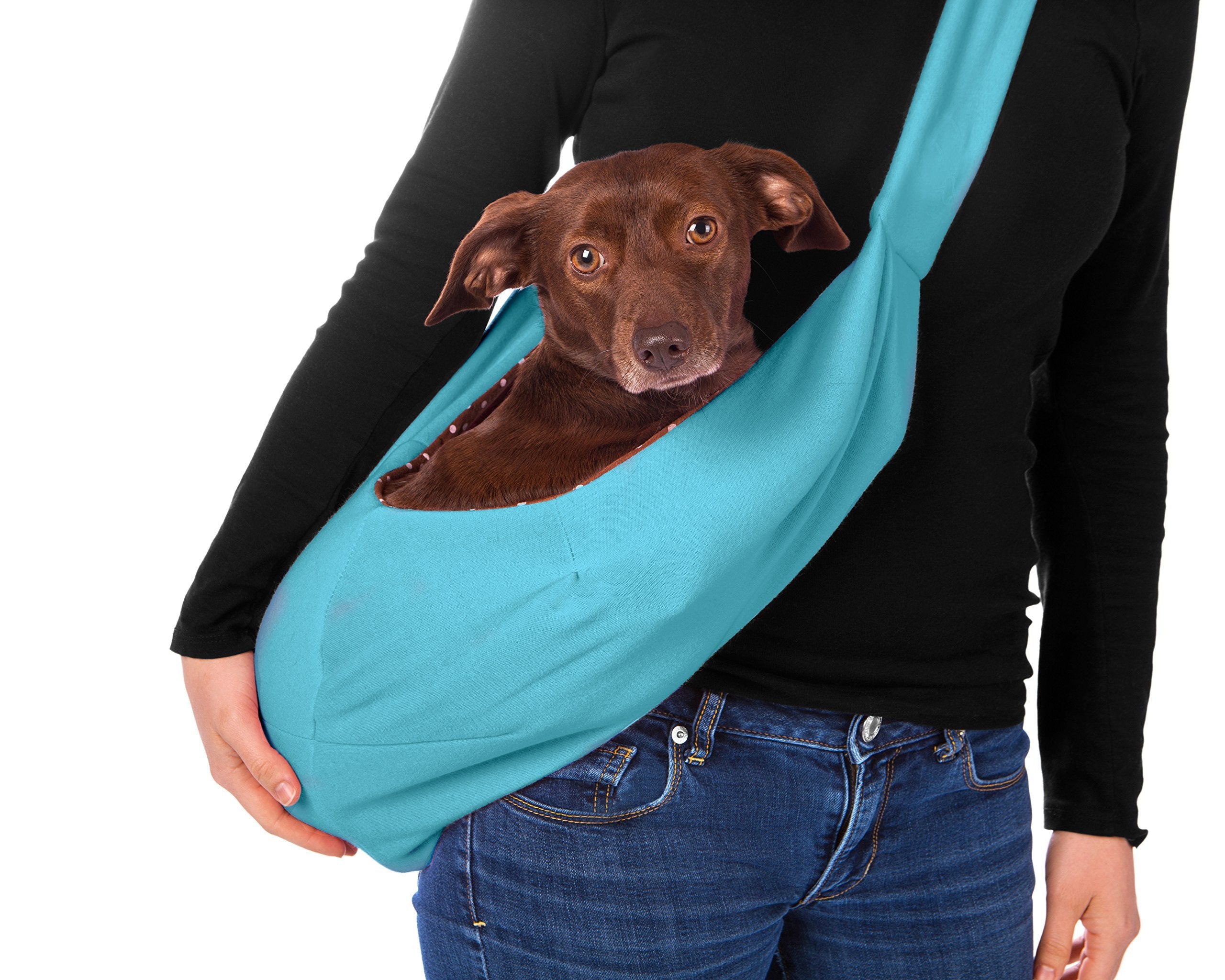 iPrimio Dog and Cat Sling Carrier Hands Free Reversible Pet Papoose Orange Bag - Soft Pouch and Tote Design, Suitable for Puppy, Small Dogs, and Cats for Outdoor Travel