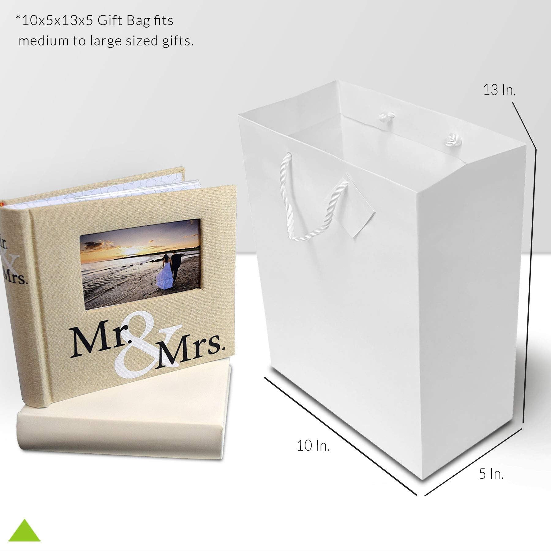 Large White Gift Bags - 10x5x13 Inch (Pack of 12) with Braided Handles for Weddings, Parties, Holidays, Favors - Free Shipping