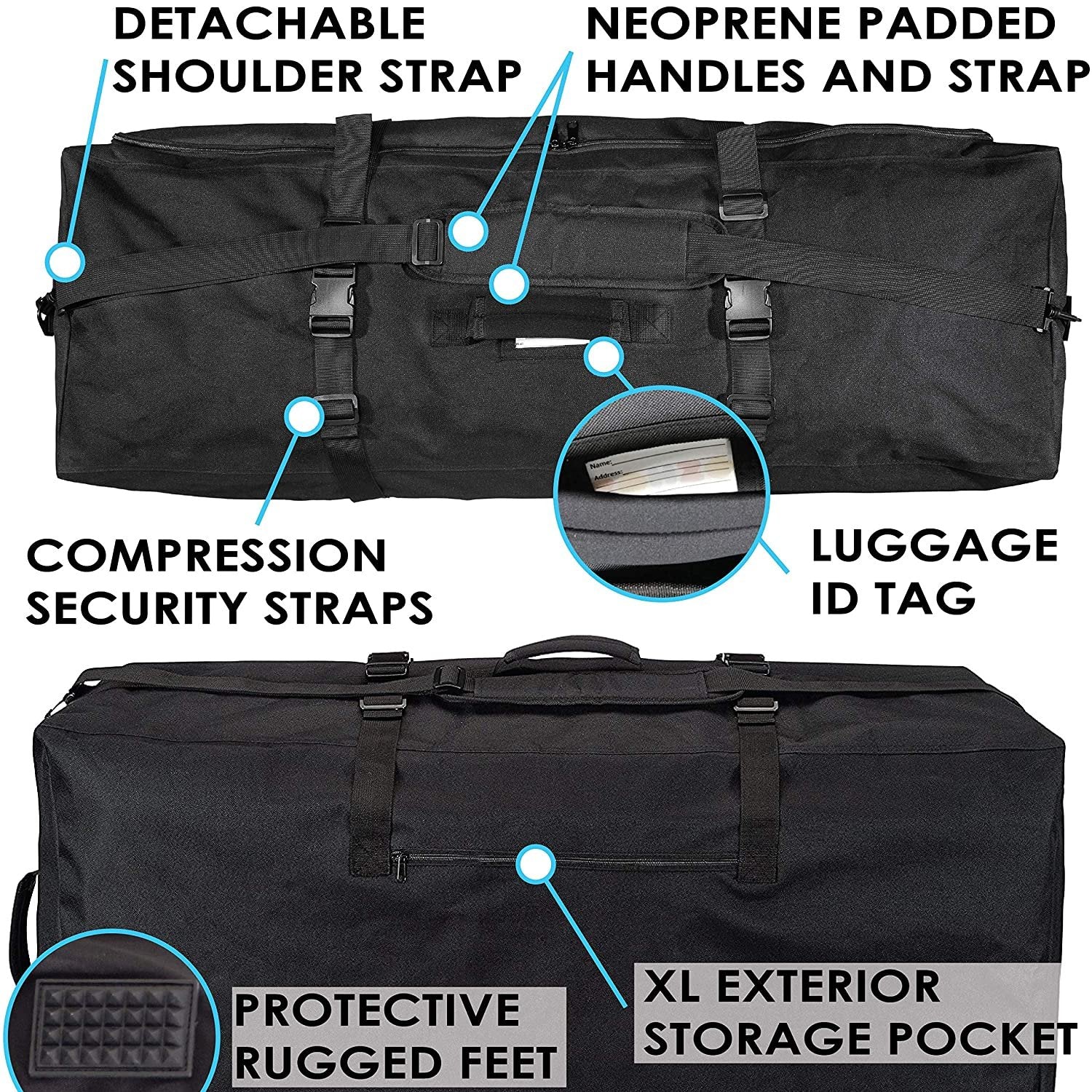 Zohzo Stroller Travel Bag | Black | Standard/Double | 41x21x13.5 Inch | Free Shipping/Returns