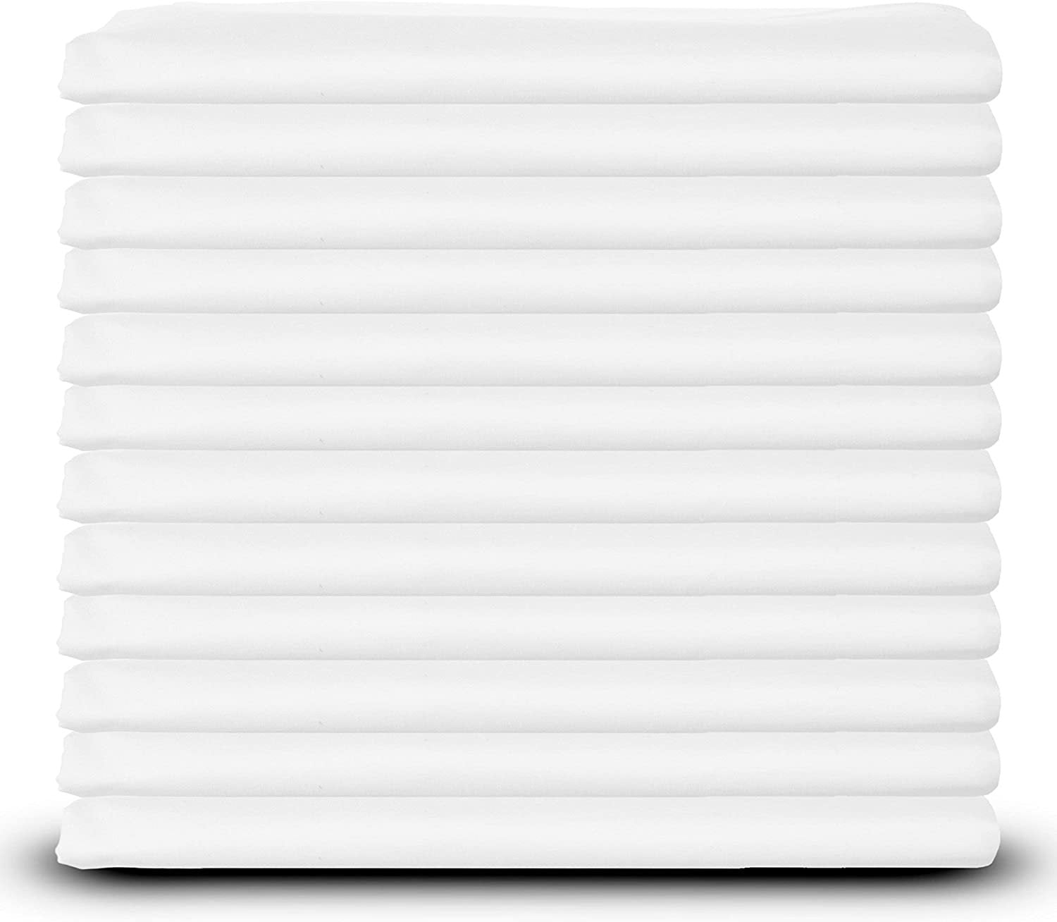 White Classic White Cotton Pillow Cases Standard Size Set of 12, Heavy Weight Quality Pillowcase with T-180 Thread Count, Elegant Double Stitched Tailoring Pillowcases, Pillow Covers 20x30 Inch