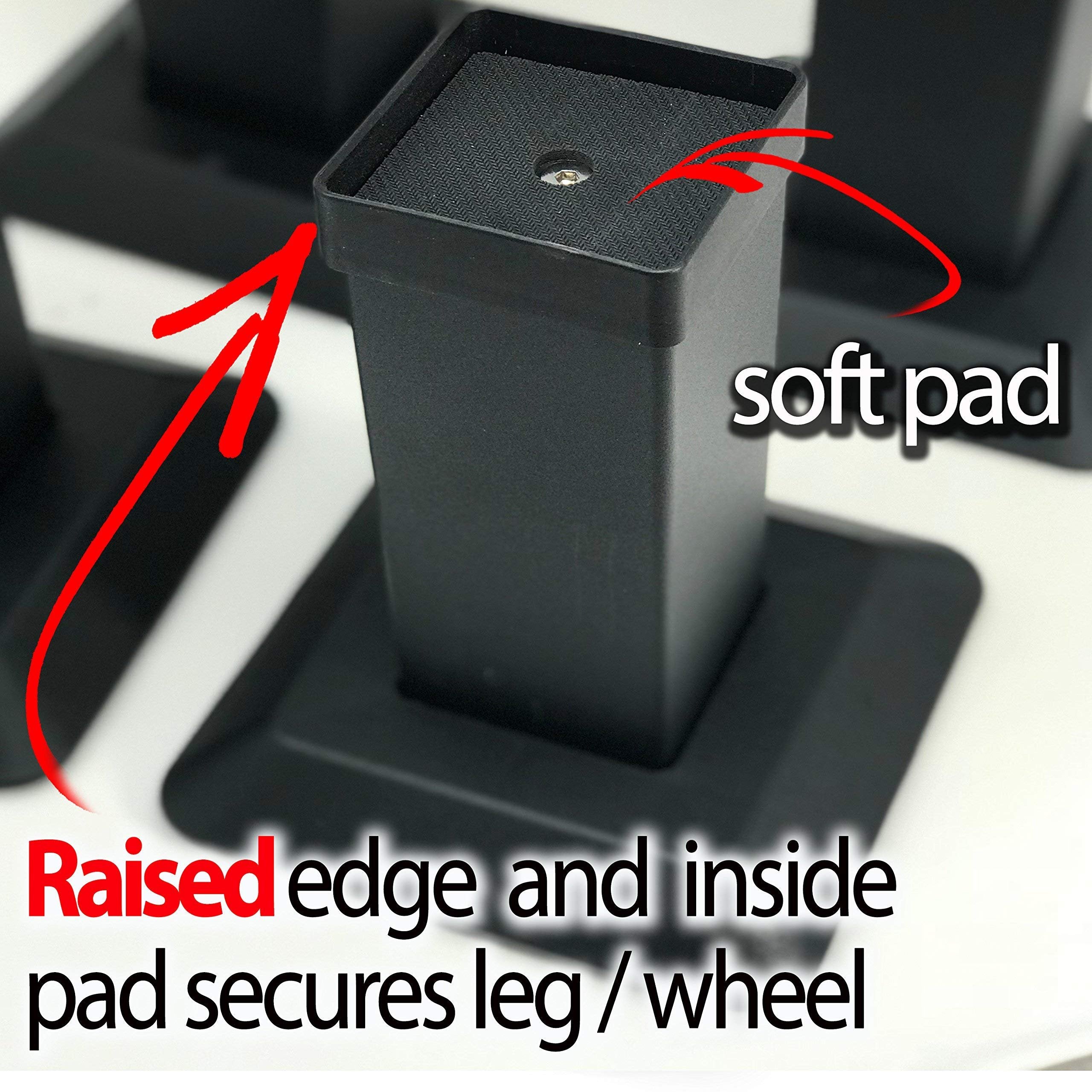 iPrimio Aluminum Bed Risers - Heavy Duty Metal, 5 Inch Lift, 4 Pack, Up to 9,000lbs - Bed Raising Blocks, Furniture Risers - Tall, Safe, Sturdy Bed Lifts for College Dorm, Couches, Bed Frame Riser