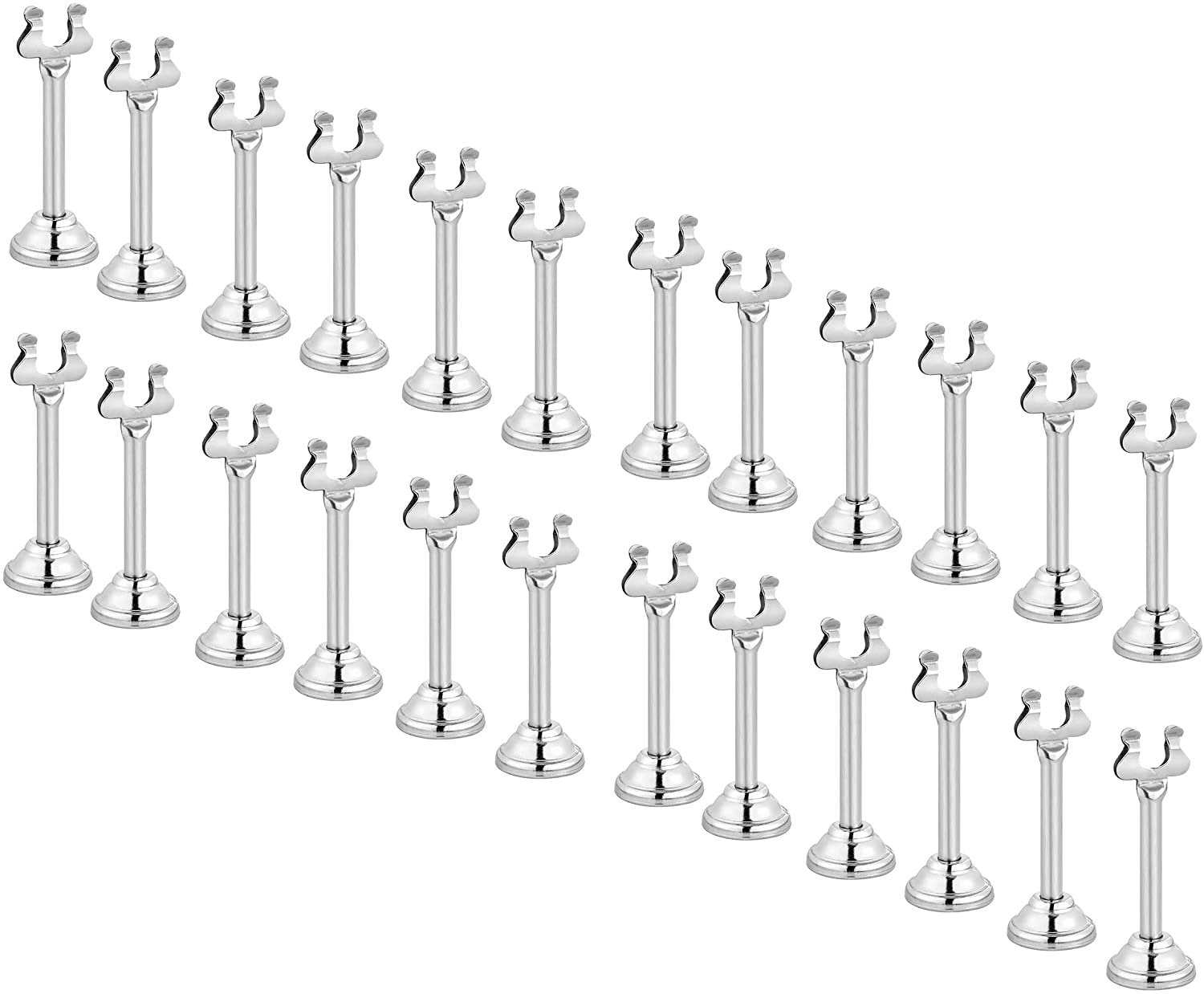 Alpine Industries 3" Harp Style Place Card Holder - Table Card Holder - Tabletop Menu Holder - Table Number Holder -Great for Restaurants, Weddings Banquets - Silver (24 Pack)