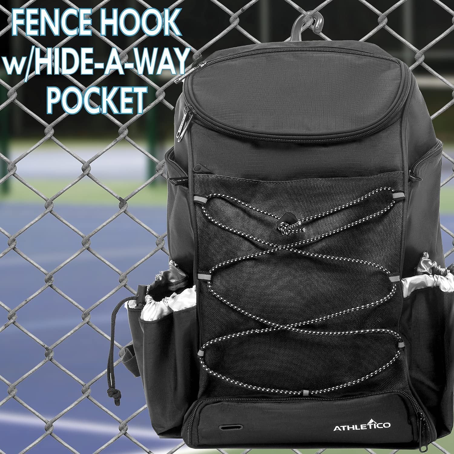 Athletico Pickleball Backpack - Pickleball Bags for Men or Women Includes Pickleball Ball Holder (Black)