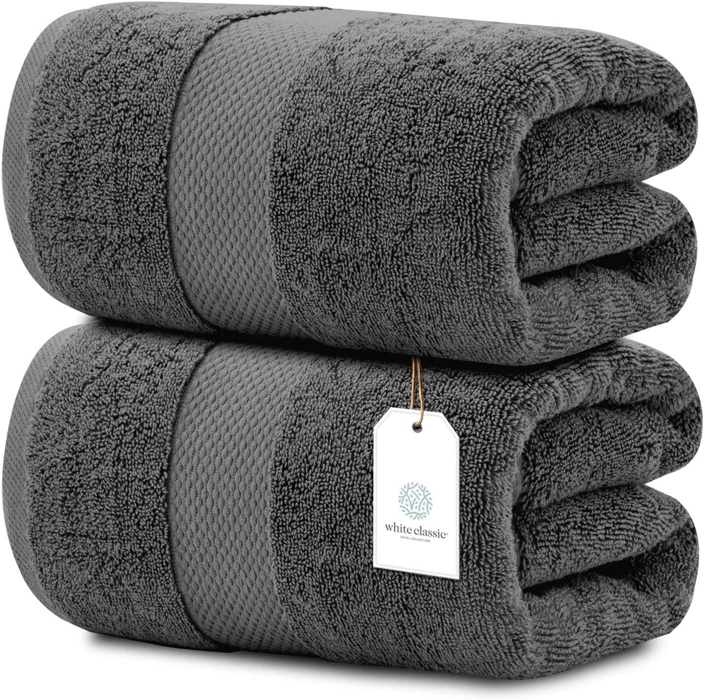 White Classic Luxury Bath Sheet Towels Extra Large | Highly Absorbent Hotel spa Collection Bathroom Towel | 35x70 Inch | 2 Pack (Brown)