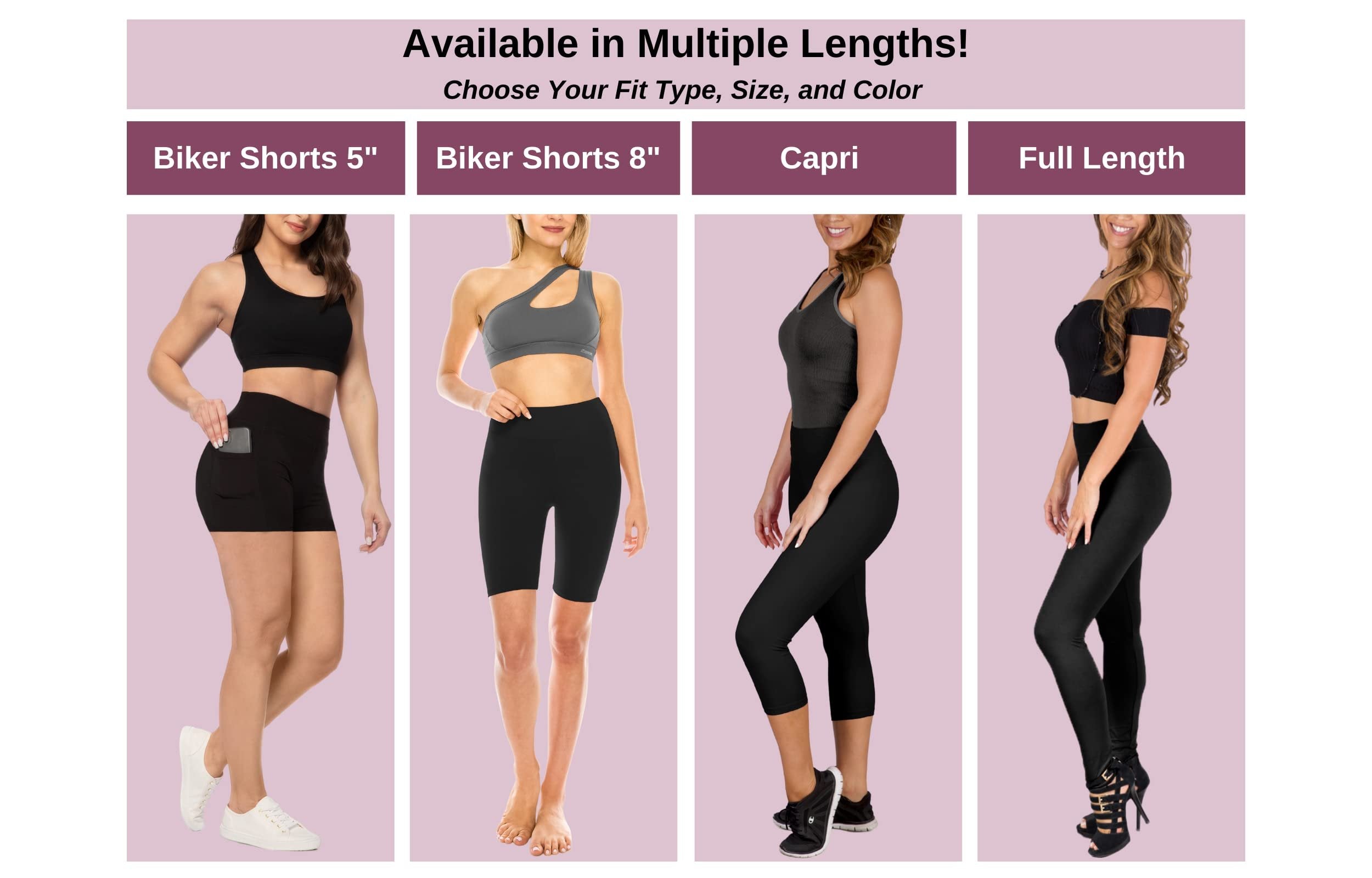 Black SATINA High Waisted Capri Leggings for Women - Tummy Control, Yoga - 3 Inch Waistband - Free Shipping