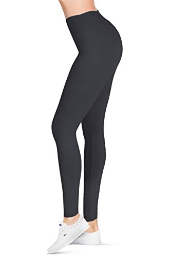 SATINA High Waisted Leggings for Women - Workout Leggings for Regular & Plus Size Women - Charcoal Leggings Women - Yoga Leggings for Women |3 Inch Waistband (Plus Size, Charcoal)