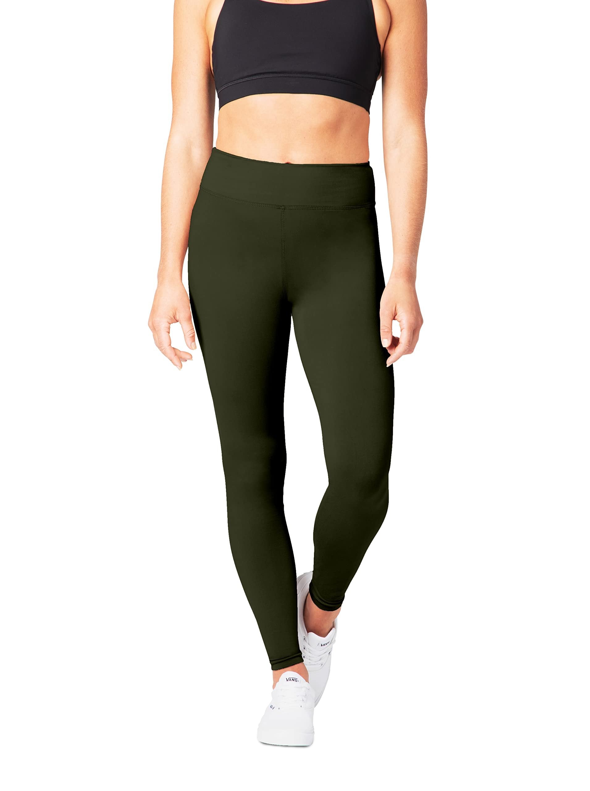 High Waisted Olive Leggings for Women | SATINA | Workout & Yoga | 3 Inch Waistband | Plus Size Available