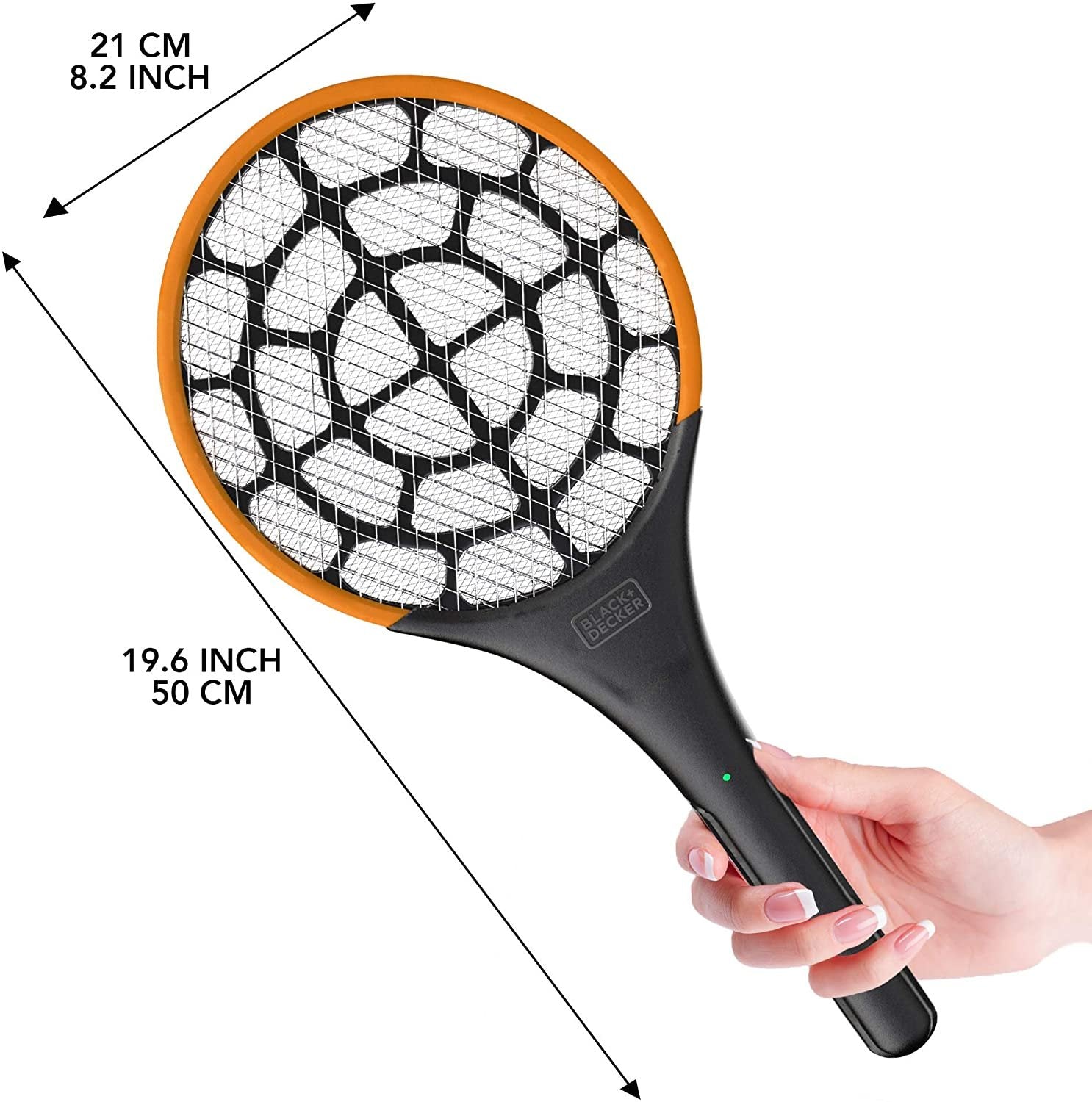 Black+Decker Electric Fly Swatter Zapper Racket- PRO 2.0 Size- Handheld Indoor/Outdoor- Non-Toxic, Safe for Humans & Pets