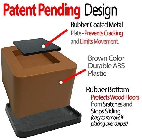 iPrimio Bed and Furniture Risers – Round Elevator up to 3 inches & Lifts Up to 10,000 LBs - Protect Floors and Surfaces – Durable ABS Plastic and Anti Slip Foam Grip – Non Stackable