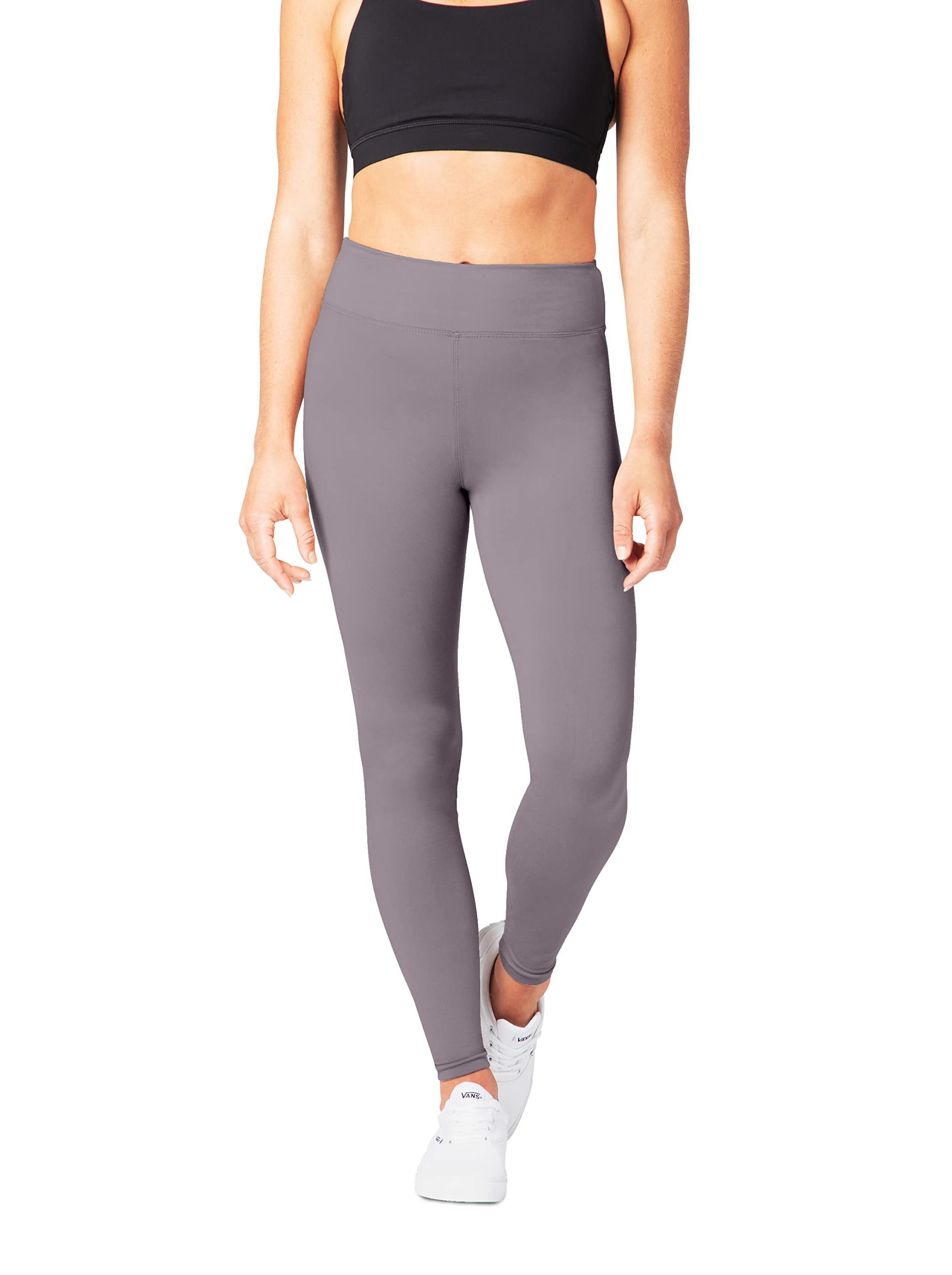 SATINA High Waisted Leggings for Women - Workout Leggings for Regular & Plus Size Women - Lilac Gray Leggings Women - Yoga Leggings for Women |3 Inch Waistband (Plus Size, Lilac Gray)