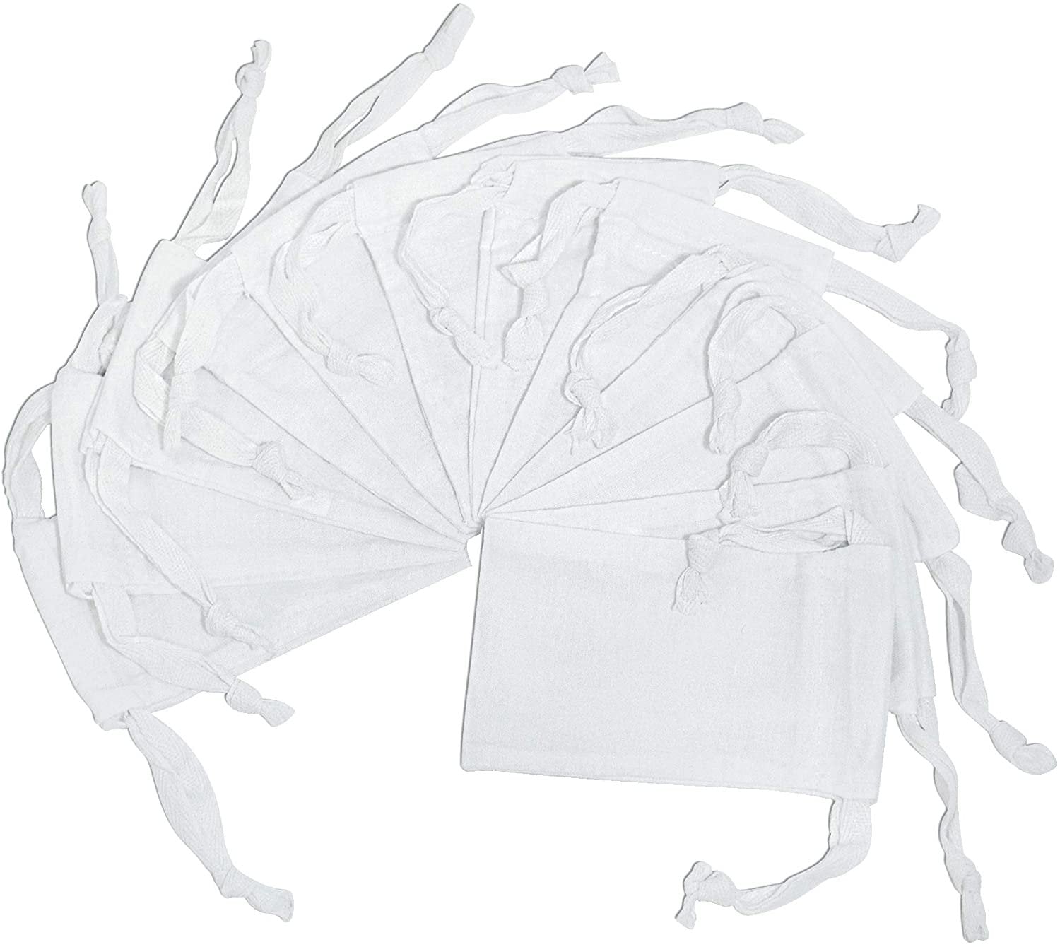 Small Drawstring Bags - 12 Pack 3x5 Inch Small Bright White Muslin Cotton Cloth Pouches in Bulk, Mini Canvas Cloth Fabric Pouch for Jewelry, Gifts, Candy, Parties, Wedding Favors, Soaps, Treats, Crafts