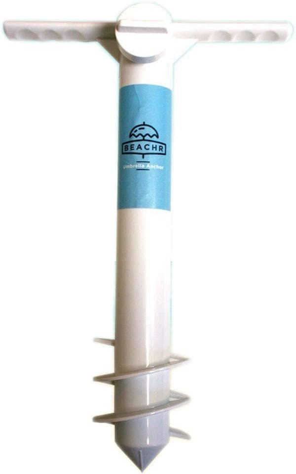 Umbrella Sand Anchor - Heavy Duty | White | 1 Pack | Ground Anchor Screw | Sun Shade Beachr Parasol Open box